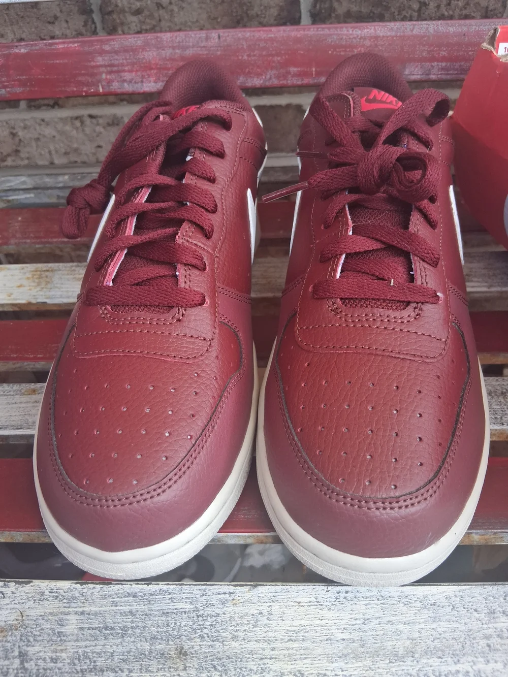 Big Nike  Low-Top Sneakers in Maroon with White Swoosh